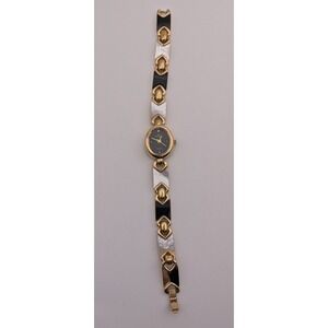 VTG Cenere Quartz Watch Gold Tone Black & Pearl Band New Battery